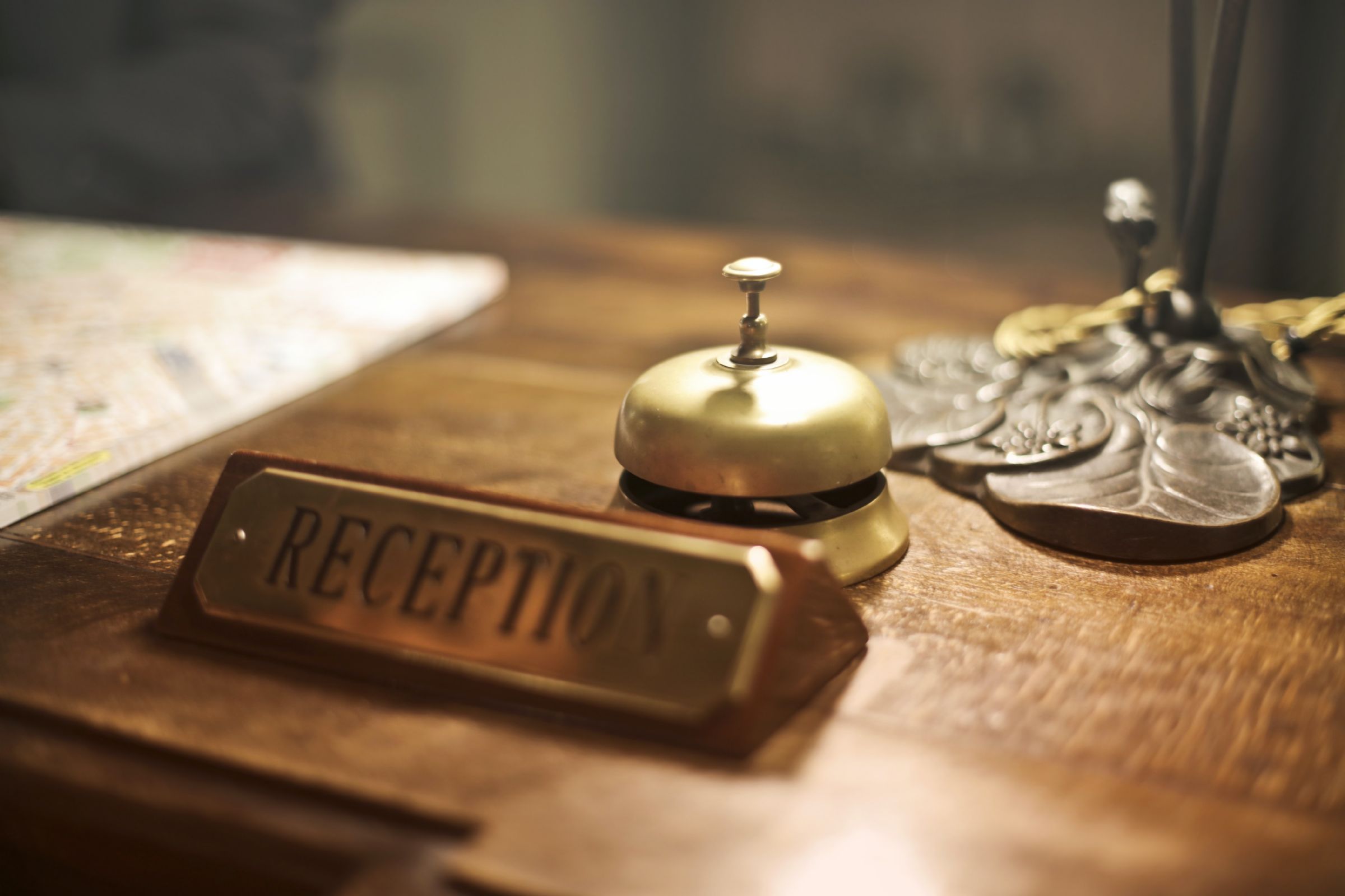 reception desk with antique hotel b